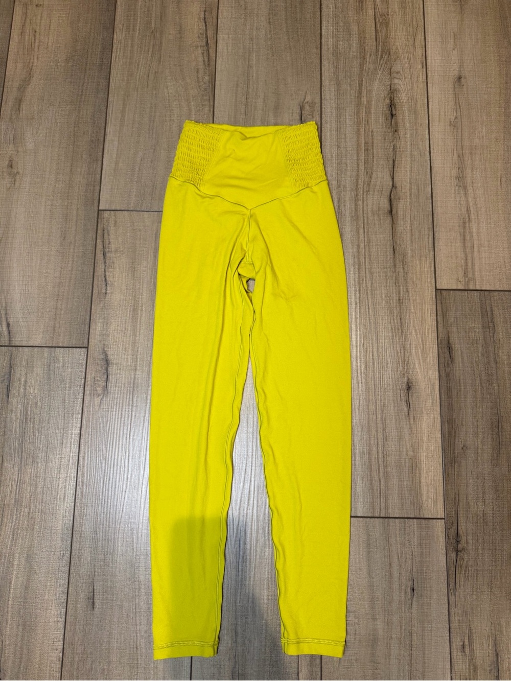 OFFLINE by Aerie XS Yellow Smocked High Waisted Leggings Yoga